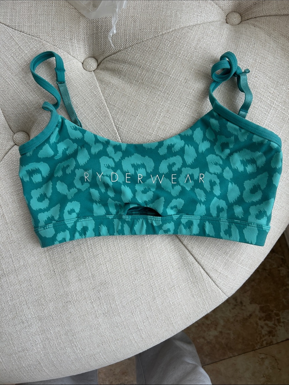 Ryderwear Teal Leopard-Print Adjustable Sports Bra